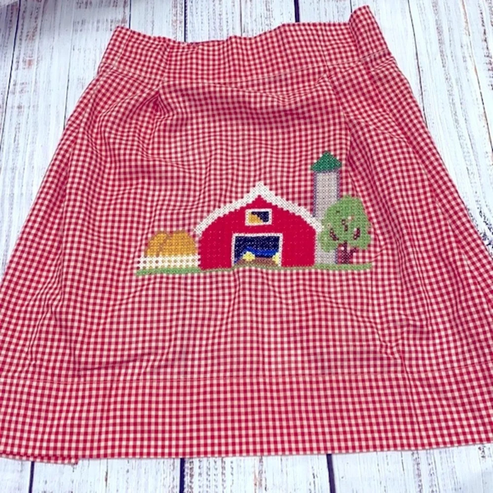 Vintage red checkered farmhouse apron